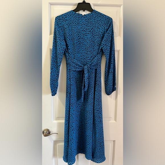 Ann Taylor Blue dress with black animal prints - Picture 2 of 3